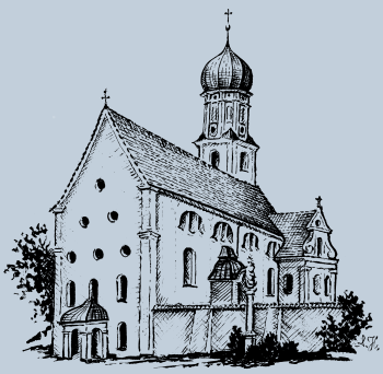 St. Ulrich - Federzeichnung von Albert Höpfl, Geltendorf St. Ulrich - Federzeichnung von Albert Höpfl, Geltendorf